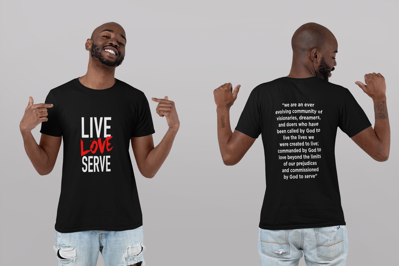 Live Love Serve Purpose Statement Short Sleeve T-Shirt - Black