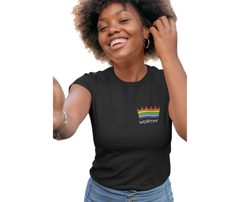 Hope Center Pride Worthy Crown Short Sleeve T-Shirt - Black