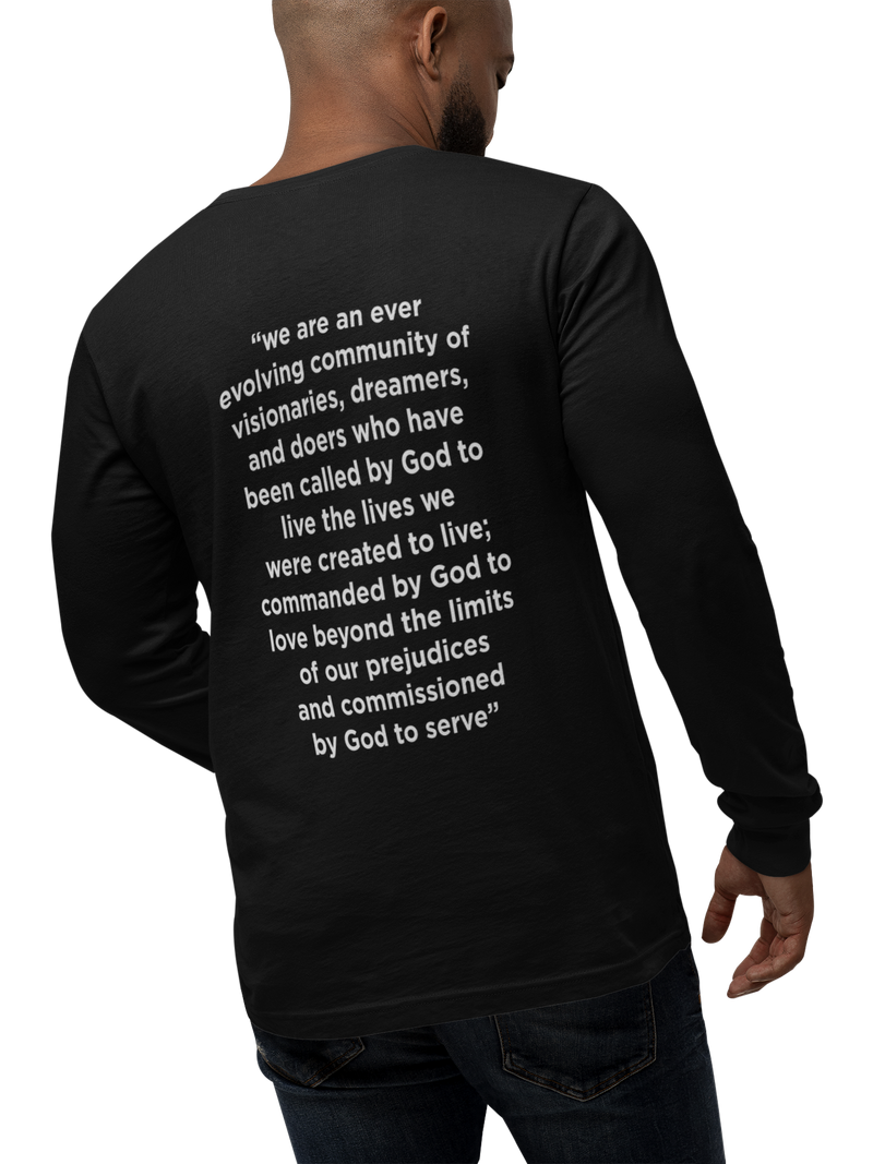 Live Love Serve Purpose Statement Long Sleeve T-Shirt - Black