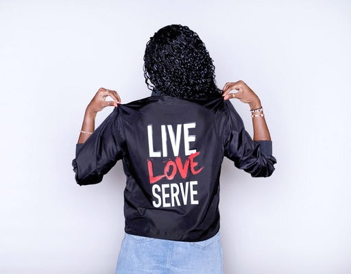 Live. Love. Serve. Windbreaker Jacket - Black