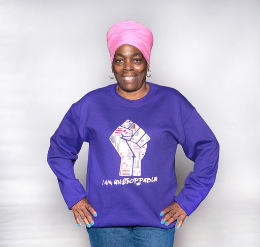 I Am Unstoppable Breast Cancer - Crew Sweat Shirt - Purple