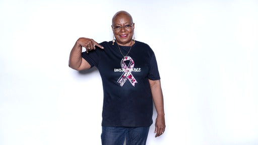 Unstoppable Breast Cancer Ribbon Short Sleeve T-Shirt - Black