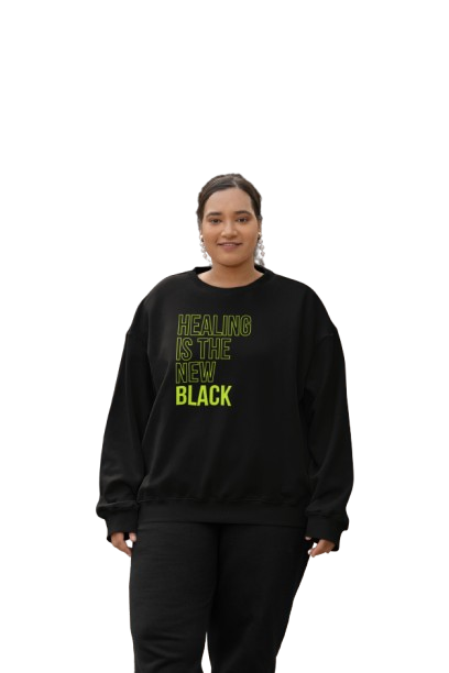 Hope Center Healing is the New Black - Crew Sweat Shirt - Black & Highlighter