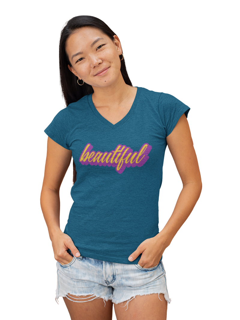 Beautiful V-Neck T-Shirt - Oceanside Melange