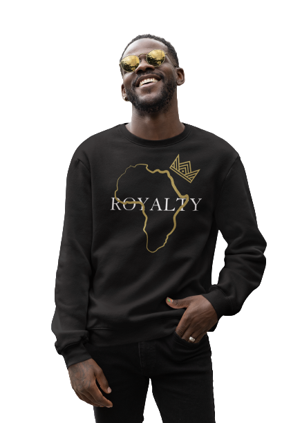 Black History Month ROYALTY Gold Crown Crew Sweat Shirt - Black